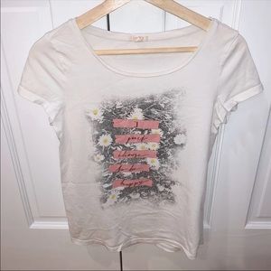 White T Shirt with Flowers